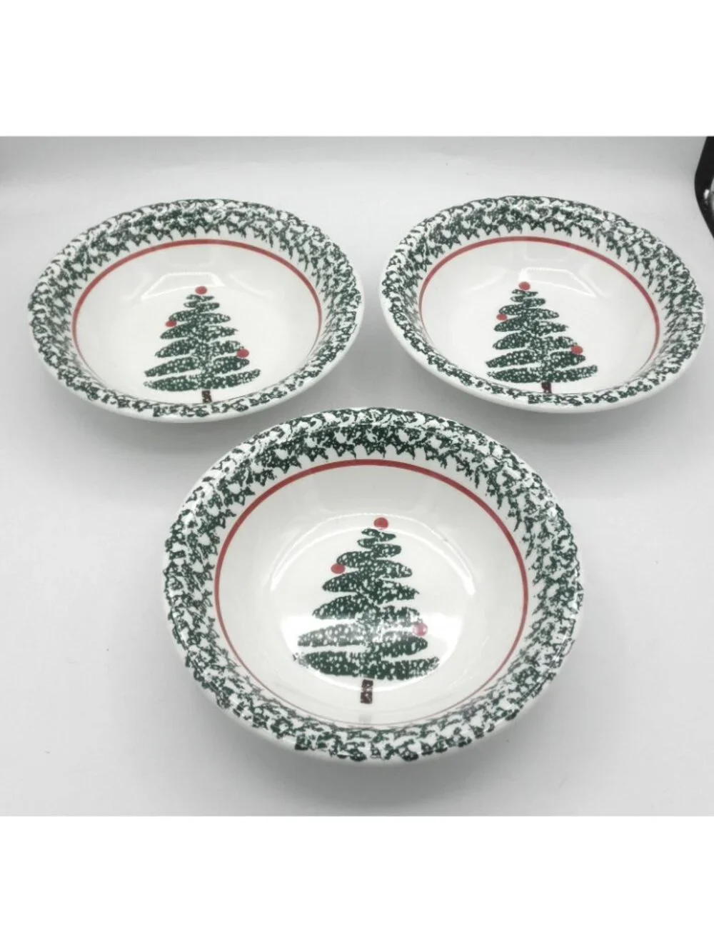FUO5 by Furio 8-1/4 inch Soup Bowl Spongeware Christmas Set of 3 Made in Italy - Picture 7 of 7